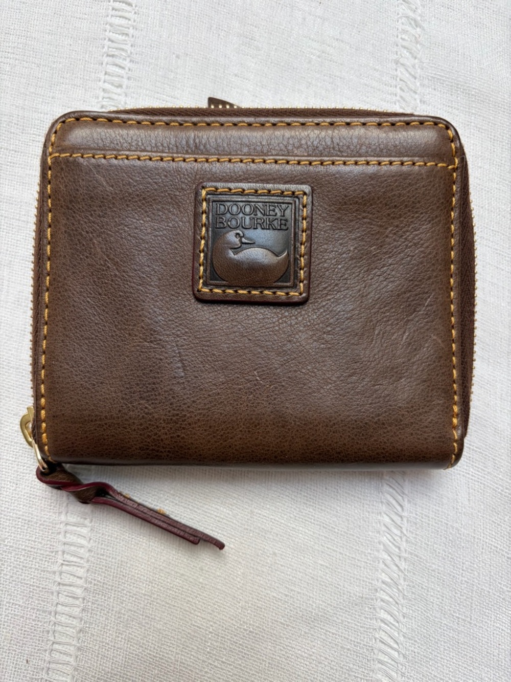 Dooney & Bourke Elephant Brown Florentine Leather Zip Wallet